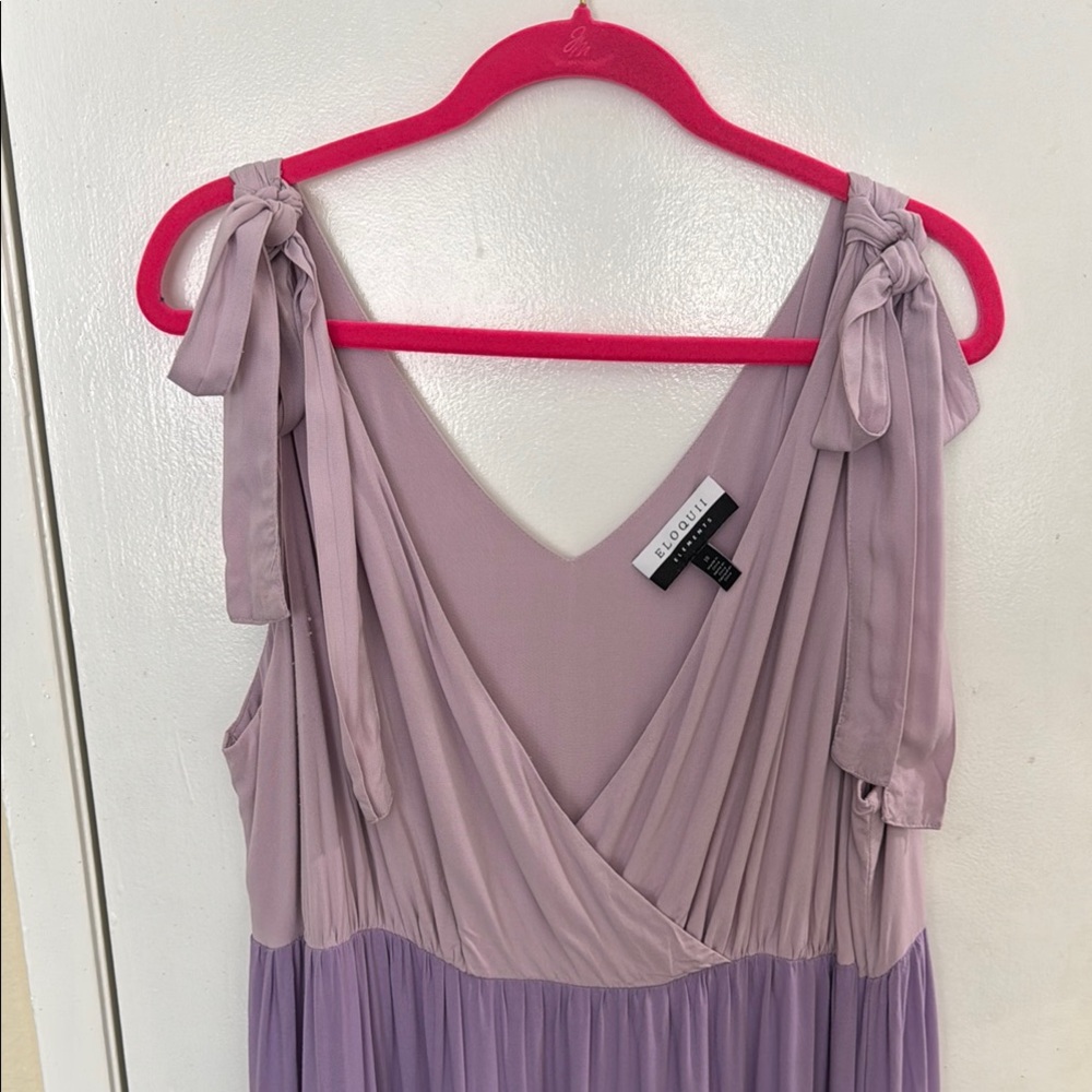 Eloquii Purple Pleated Wrap Maxi Dress - Picture 3 of 4